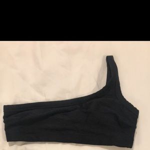 Black ribbed one shoulder bikini set